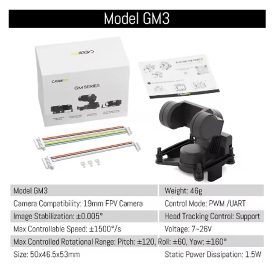 Original Caddx GM1 GM2 GM3 Gimbal Head Tracking (No Camera) CaddxFPV for 19mm Camera HD Drone Car Airplane